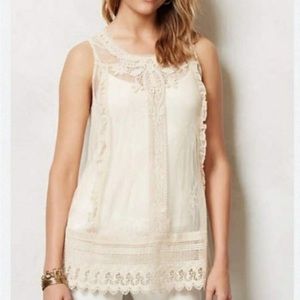 Anthropologie Moulinette Soeurs Nude lace tunic